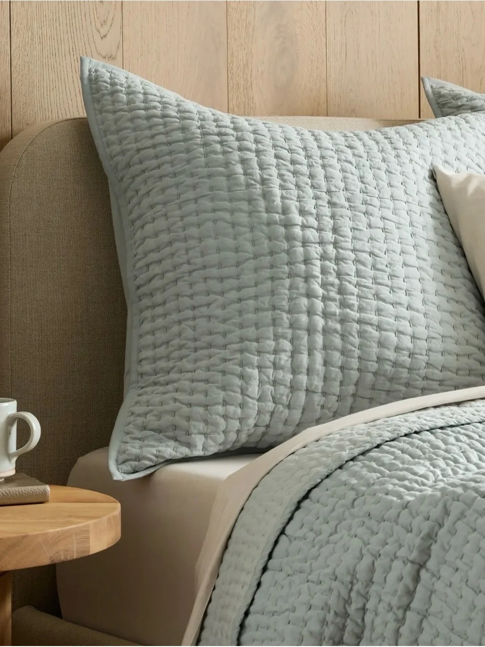 Quince Linen and Cotton Euro Pillow Sham Set in Mist - Retail $70
